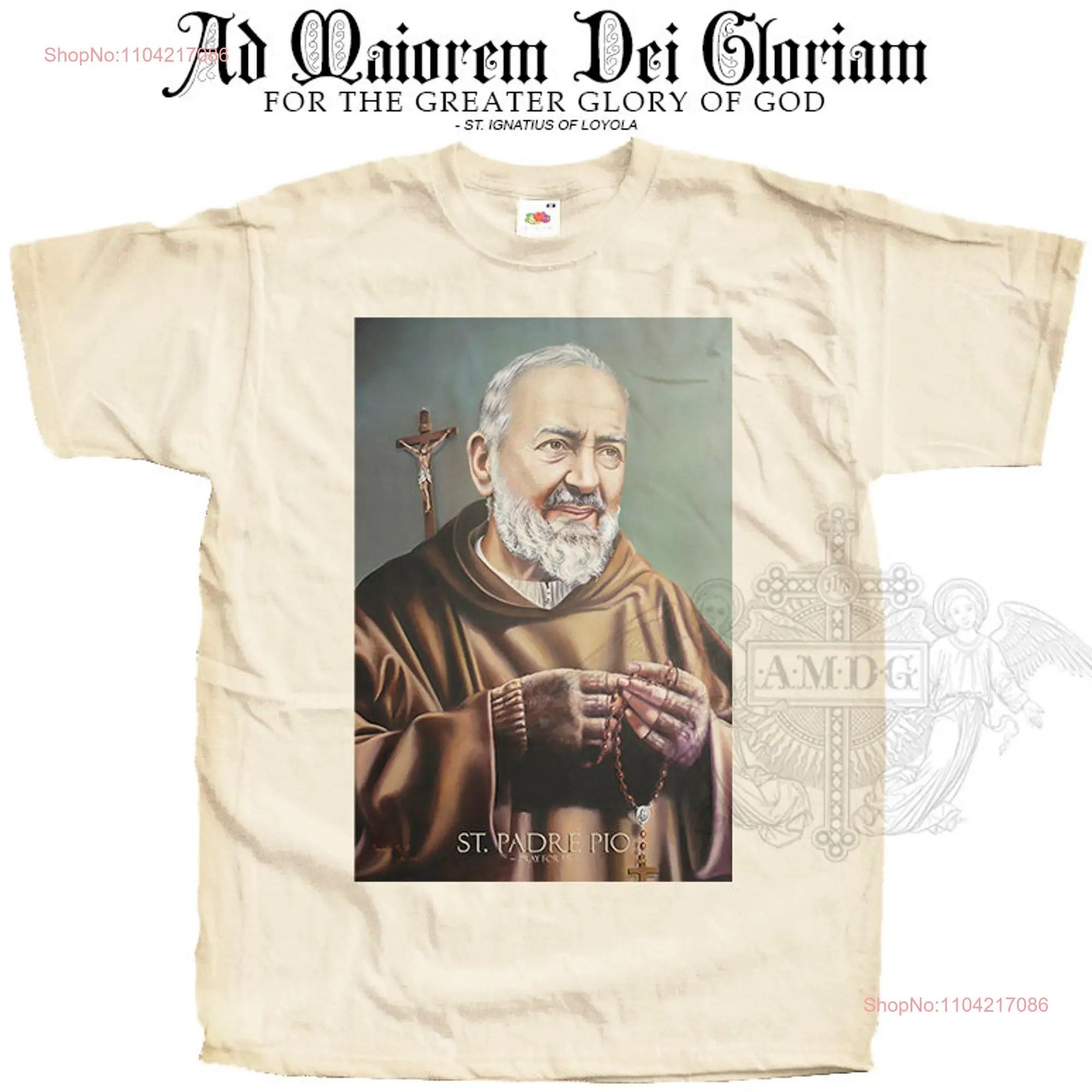 ФУТБОЛКА Saint Padre Pio of Pietrelcina V3 католическая все размеры S 5XL натуральный винтажный