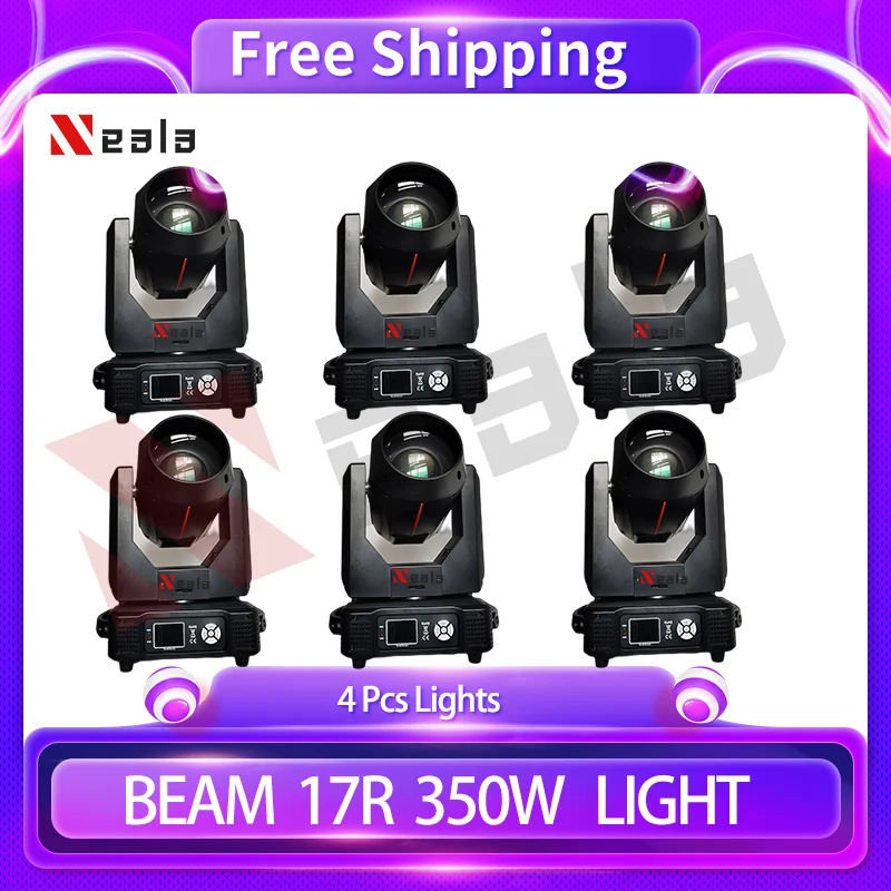 

6PCS Neala Lyre Beam 17R 350W Moving Head Stage Light Sharpy Gobo Color Super Bright Dj Wedding Party Touch Screen DMX512 Bar