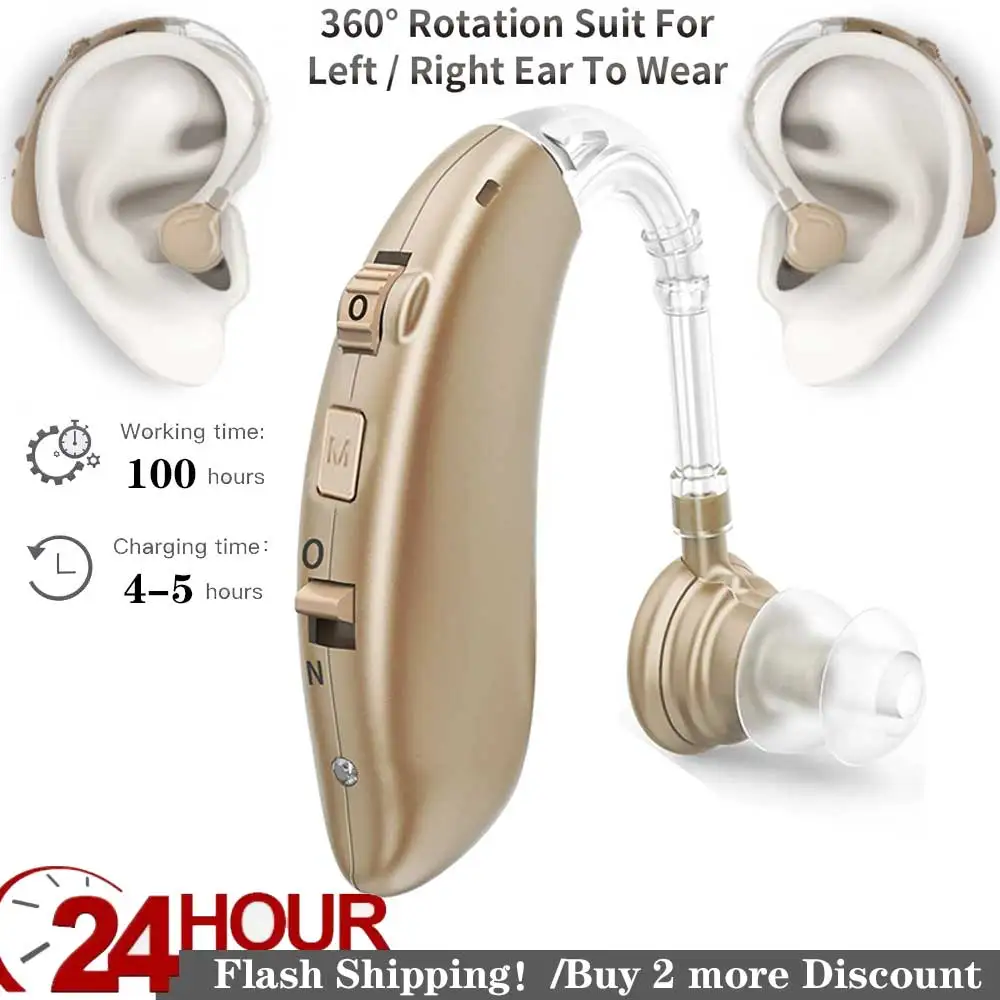 

USB Mini Hearing Aids Amplifier Charge BTE Audifonos Deaf Sound Amplifier Noise Reduction Volume Adjustable Tone Anti-lost