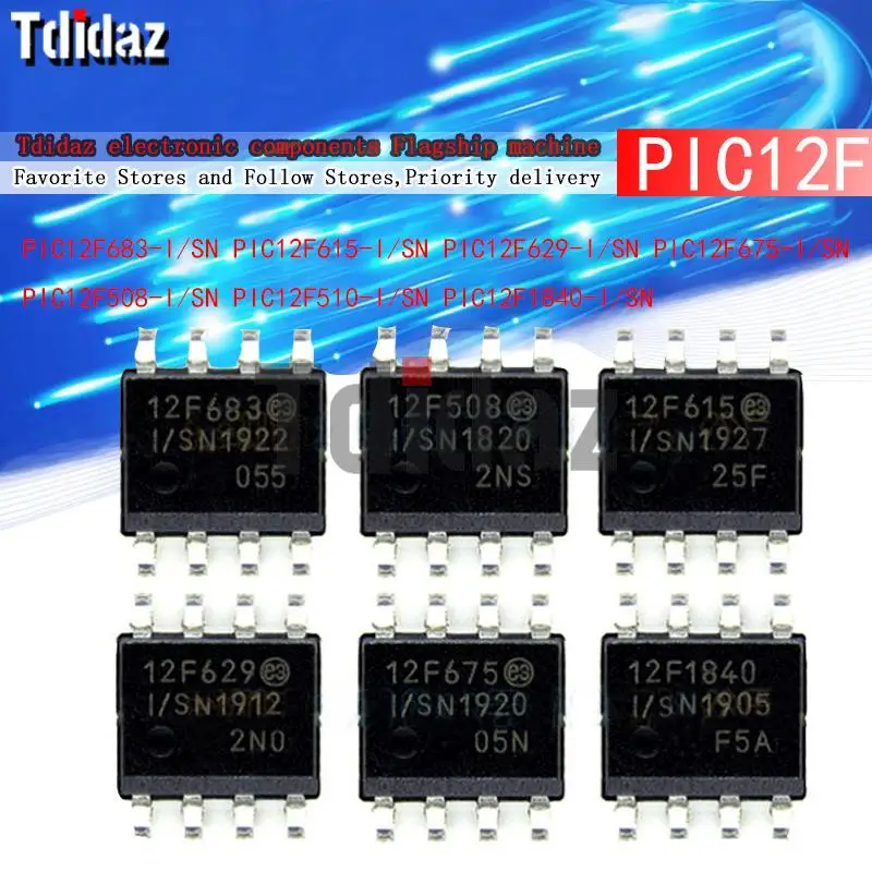 1 шт./лот PIC12F683-I/SN PIC12F615-I/SN PIC12F629-I/SN PIC12F675-I/SN PIC12F508-I/SN SOP8 |