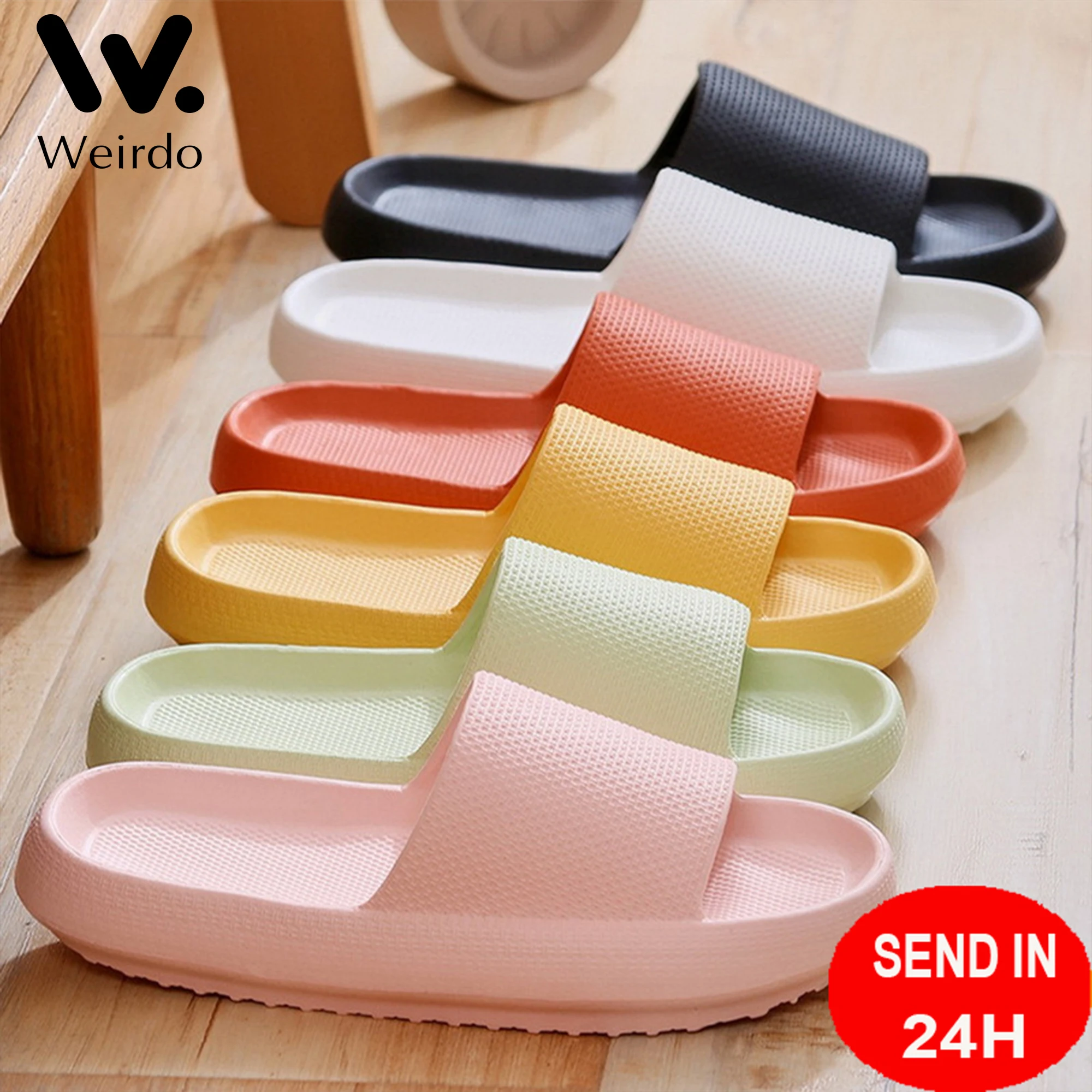 

Soft Thick Platform Women's Slippers Summer Beach Eva Slide Sandals Leisure Men Indoor Bathroom Shoes Anti-Slip Dropshipping