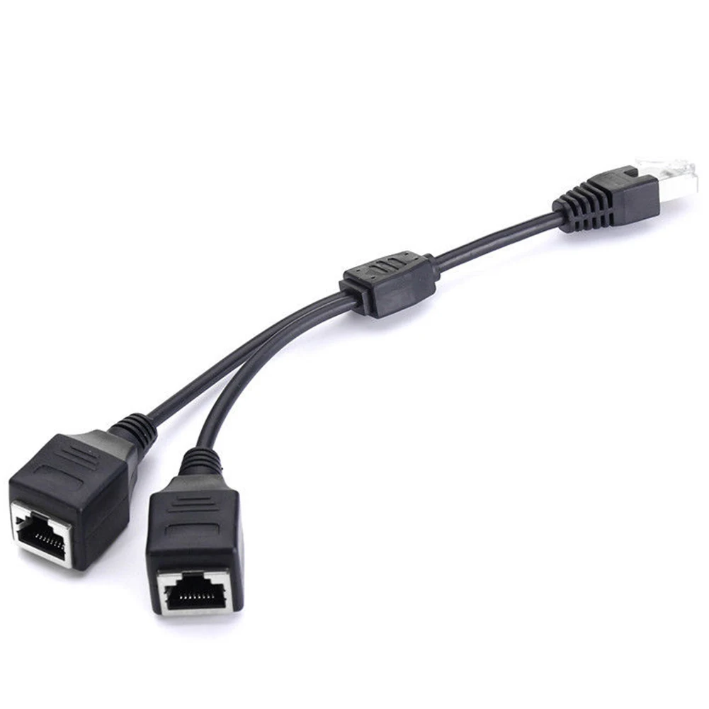 

Portable Easy To Use Network Splitter Cat5 LAN Ethernet Stable Transmission Y Adapter Connect Cable 1 Male To 2 Female