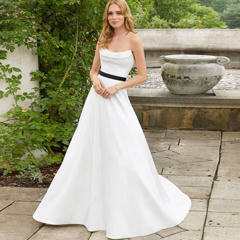 

Изысканные свадебные платья Tixlear без бретелек, женское ТРАПЕЦИЕВИДНОЕ ПЛАТЬЕ на бретельках, с открытой спиной, на пуговицах, яркая длина в пол, новинка