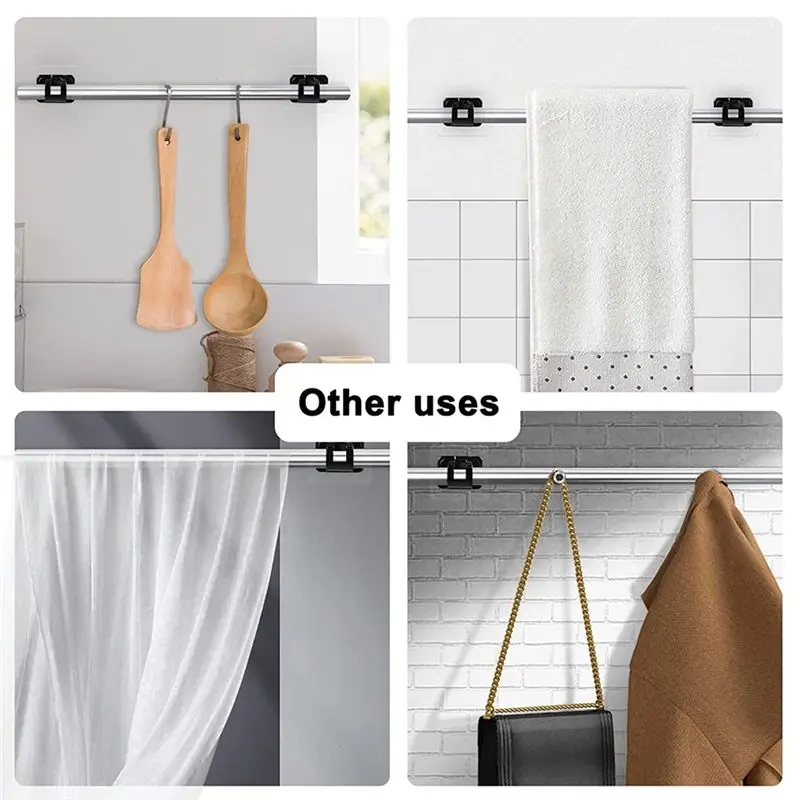 Фото onsale 8 шт. карнизы для штор, без дрели, кронштейны для карнизов, крючки, прозрачные держатели с крючками для домашней ванной комнаты и использования в отеле №3