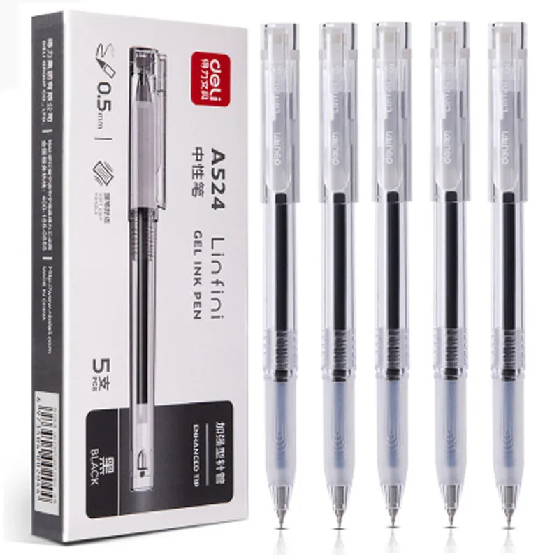 

Deli A524 0.5mm Finance Gel Pen Black Ink Gelpen For School Office Exam Supplies Stationer
