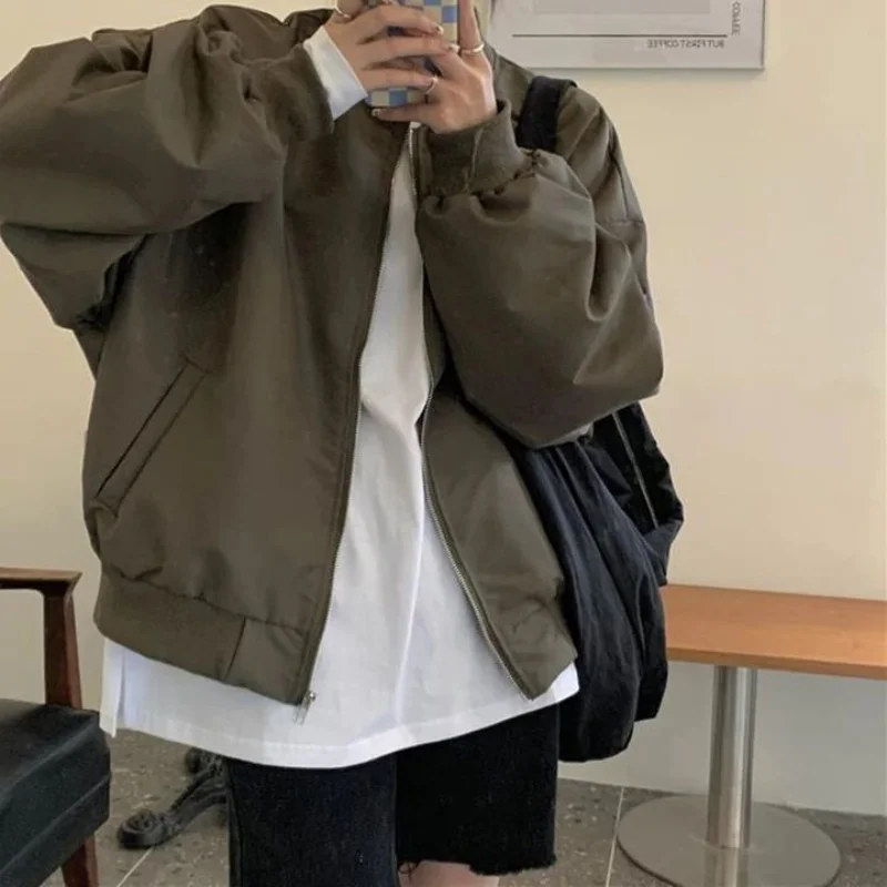 

Deeptown Vintage Bomber Jacket Women Oversized Harajuku Streetwear Aviator Jackets Female 2000s Aesthetic Korean Fashion Coats