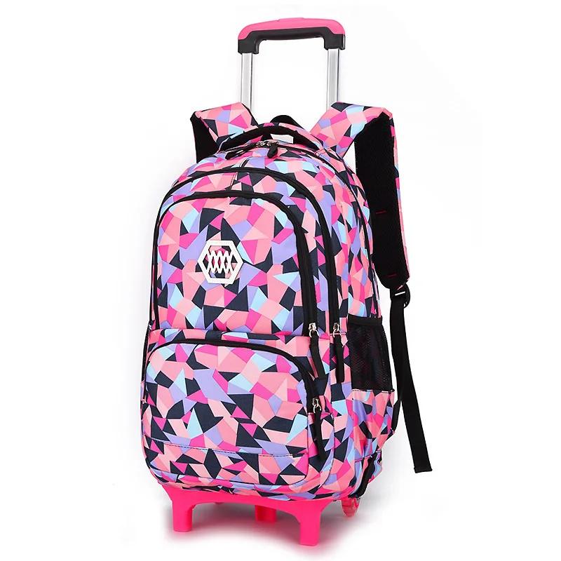 Hot Sale Removable Children School Bags with 2/6 Wheels for Girls Trolley Backpack Kids Wheeled Bag Bookbag travel luggage