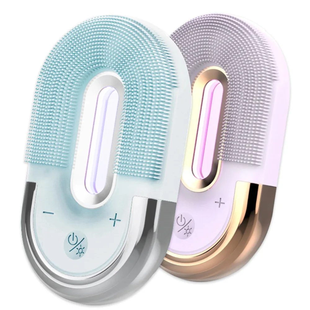 Electric Heating Silicone Cleanser Ultrasonic Facial Cleansing Brush Mini Face Cleansing Brush