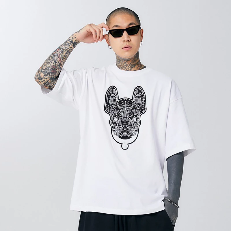 

Camiseta holgada de algodón para hombre, ropa de media manga que combina con todo, de marca, de gran tamaño, deportiva, informal