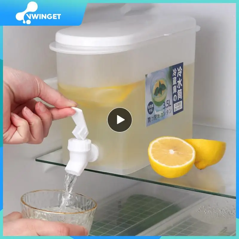 

Cold Water Pitcher Drink Dispenser With Tap Refrigerator Cool Bucket Large Capacity Food Grade Manual Drinking Bottle Drinkware