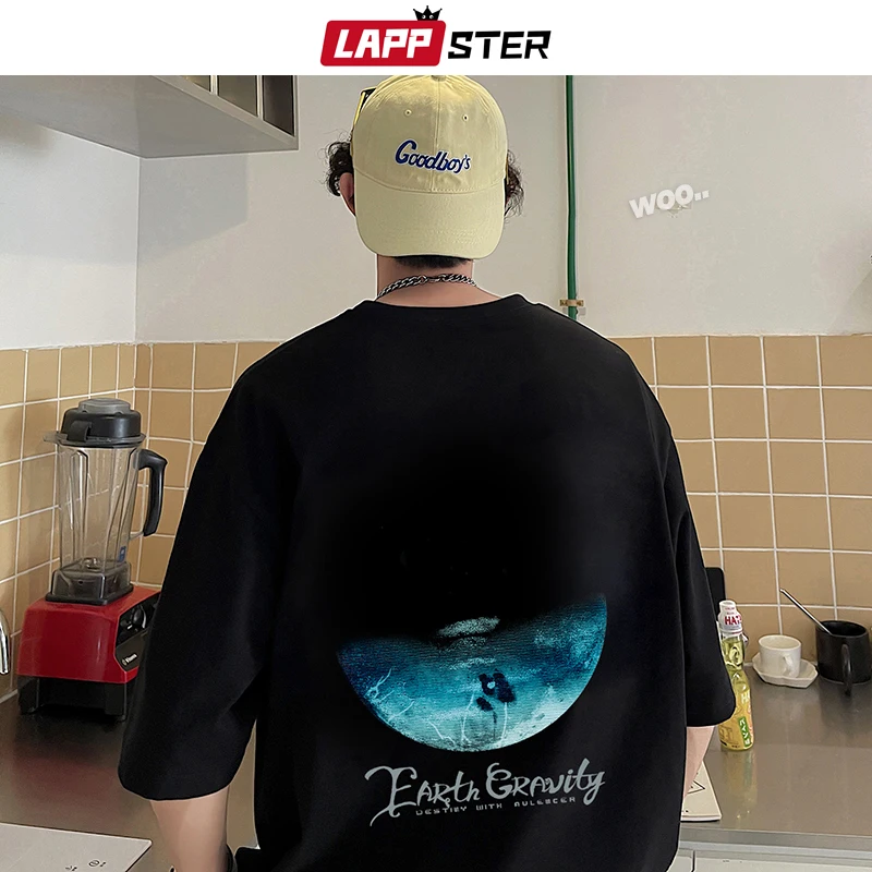 

LAPPSTER Moon Y2k Japanese Streetwear T-shirts 2022 Summer Harajuku Oversized Graphic T Shirts Cotton Korean Fashions Print Tees