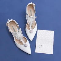 2022 women sandals high heels thin heels wedding shoes white brides shoes wedding shoes summer pearl butterfly
