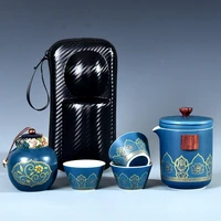 gift ceramic portable travel tea set gift box one pot fills three cups quick cup national day business gift