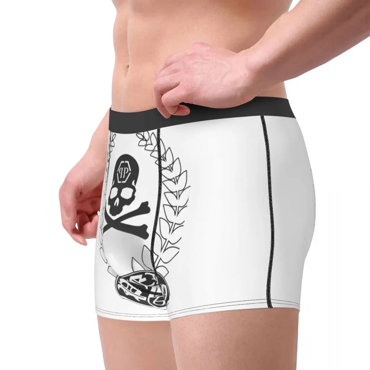 Men Philipps Pleining White Underwear Novelty Boxer Briefs Shorts Panties Homme Mid Waist Underpants