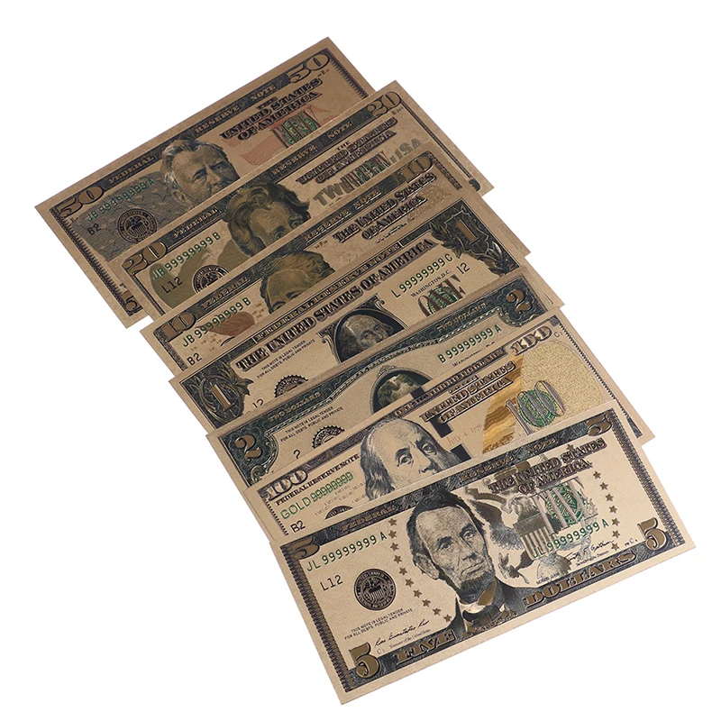 

Коллекционные золотые банкноты США, 7 шт.