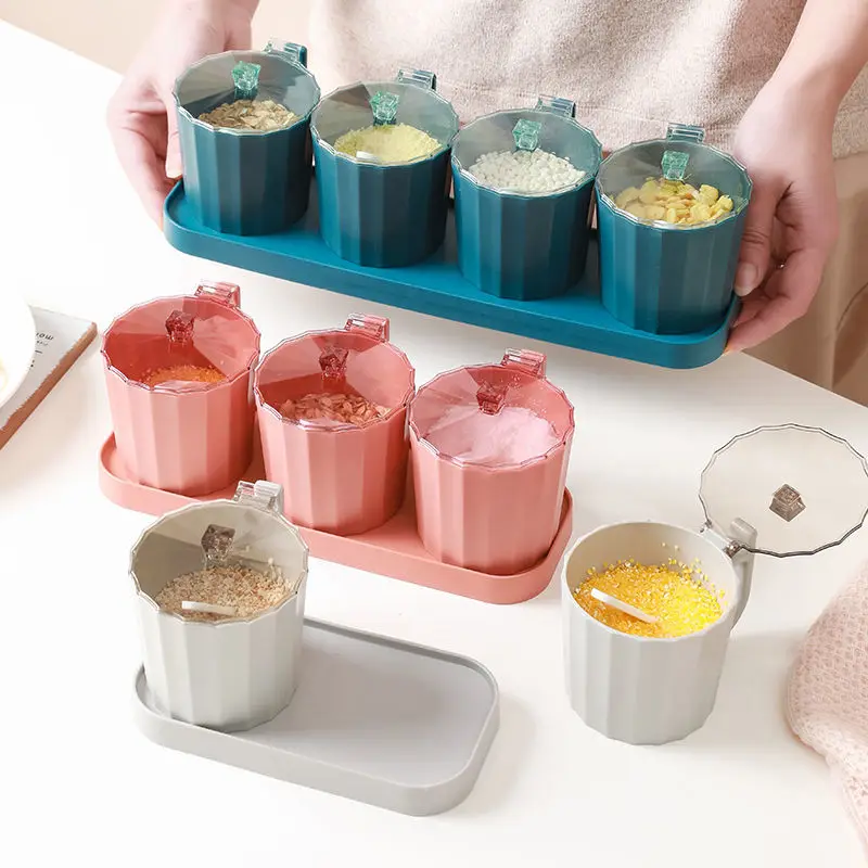 

Obelix Kitchen New Seasoning Box Sets Household Salt Sugar Pepper Spice Organizer Cruet Condiment Bottle Jars Tools With Spoons
