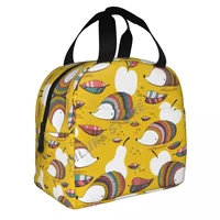 hedgehog fruits and leaves insulated lunch bags print food case cooler warm bento box for kids lunch box for school