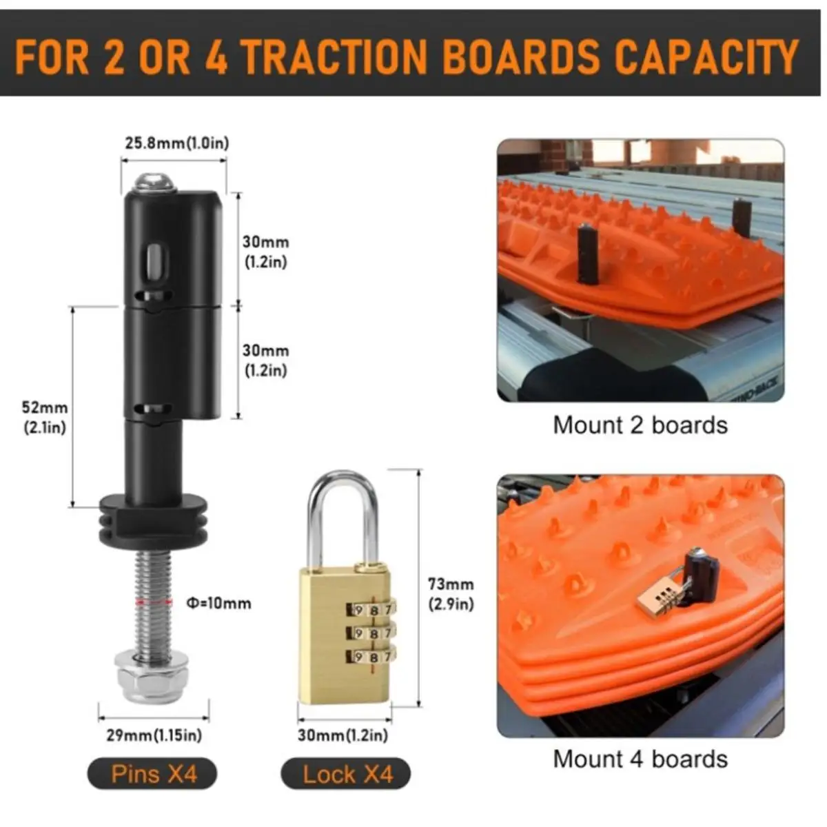 4 шт. монтажные штифты для доски восстановления защита от кражи Maxtrax MKII