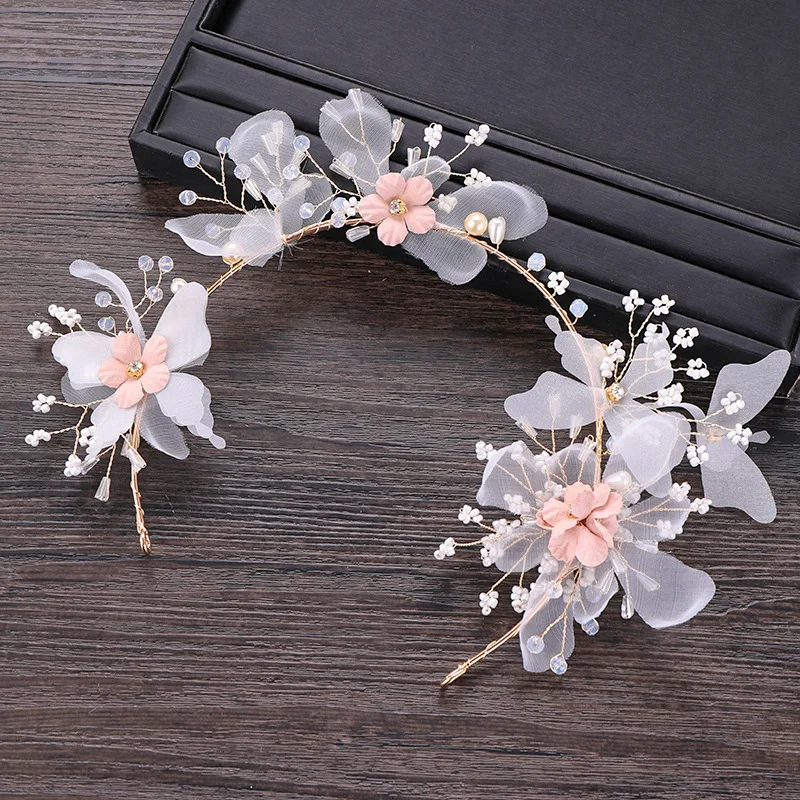 

Silk yarn flower headband wedding dress jewelry bridesmaid accessories