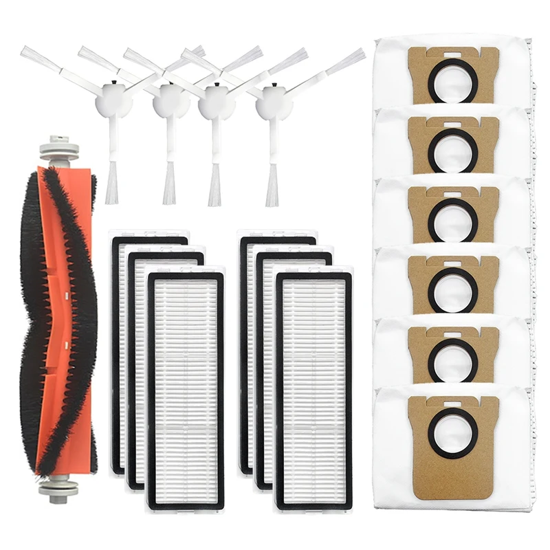 

For Mijia Sweeping Robot Main Brush Parts 1 Main Brush + 4 Side Brushes + 6 Filters + 6 Dust Bags