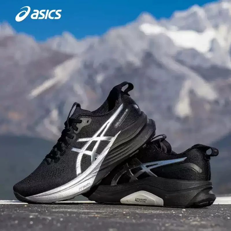 Фото Мужские кроссовки Asics GEL-KAYANO 32 черно-серебристые, с улучшенной поддержкой, дышащей сеткой, для марафона, 1011C215-001 №1
