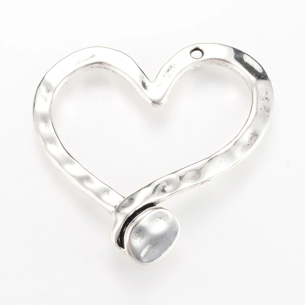 

NBEADS 5PCS Tibetan Style Alloy Big Pendants Heart Cadmium Free & Lead Free Antique Silver 47x50x10mm Hole: 2mm