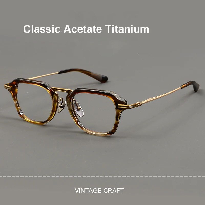 Japanese Handmade Eyewear lasses Frame Men Women Classic Acetate Titanium Eyeglasses Read Prescription Anti Blue Light DTX413