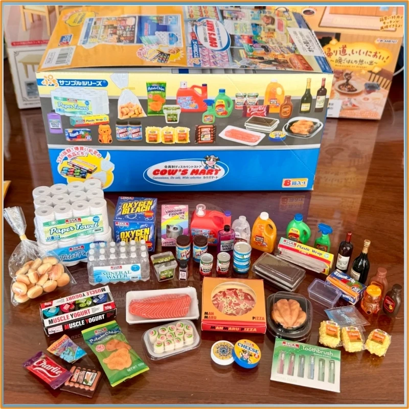 Фото В наличии: Игровой набор Re-Ment Cow's Mart Mini Supermarket Food Playset, настольное украшение, аксессуар для кукольного домика, модель-игрушка, подарок для фанатов №1