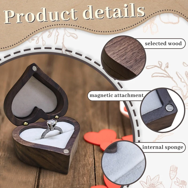 Шкатулка для колец в форме сердца деревянная шкатулка драгоценностей
