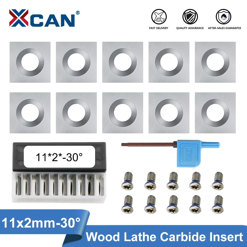 

XCAN Carbide Insert 10pcs 11x11x2 Wood Lathe Turning Tool Cutter Replacment for Woodworking Lathe Tools