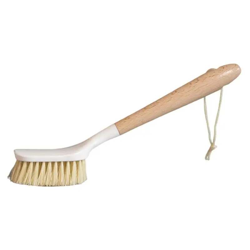 

Wooden Long Handle Pan Pot Brush Dish Bowl Washing Cleaning Brush Practical Hanging Nonstick Oil Kitchen Cleaning Tools
