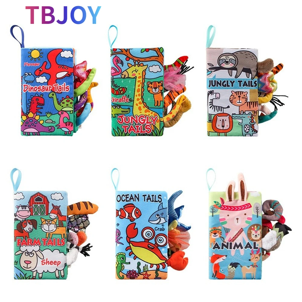 

0-36M Baby Books Baby Early Learning Toy Tail Cloth Book Parent-child Interactive Sound Paper Puzzle Cloth Book Toddler Toys
