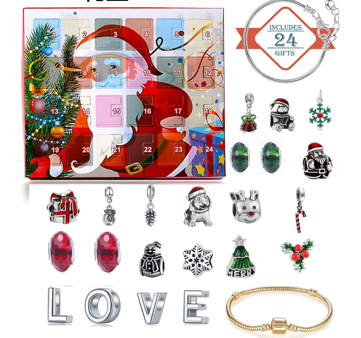 

2022 Christmas Jewelry Calendar Gift box Set Diy Beaded Blind Box Christmas Bracelet Gift Men And Women Are Suitable For Wearing