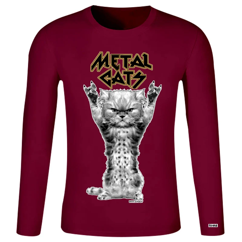 Футболка в стиле хип-хоп с изображением рок металлических кошек хлопковые