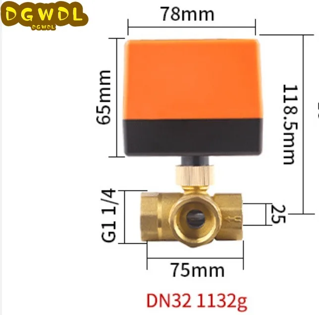 DN32 1-1/4 &quotBSP Резьба AC 220 В 12 24 Три 3-ходовых L-типа Латунный моторизованный