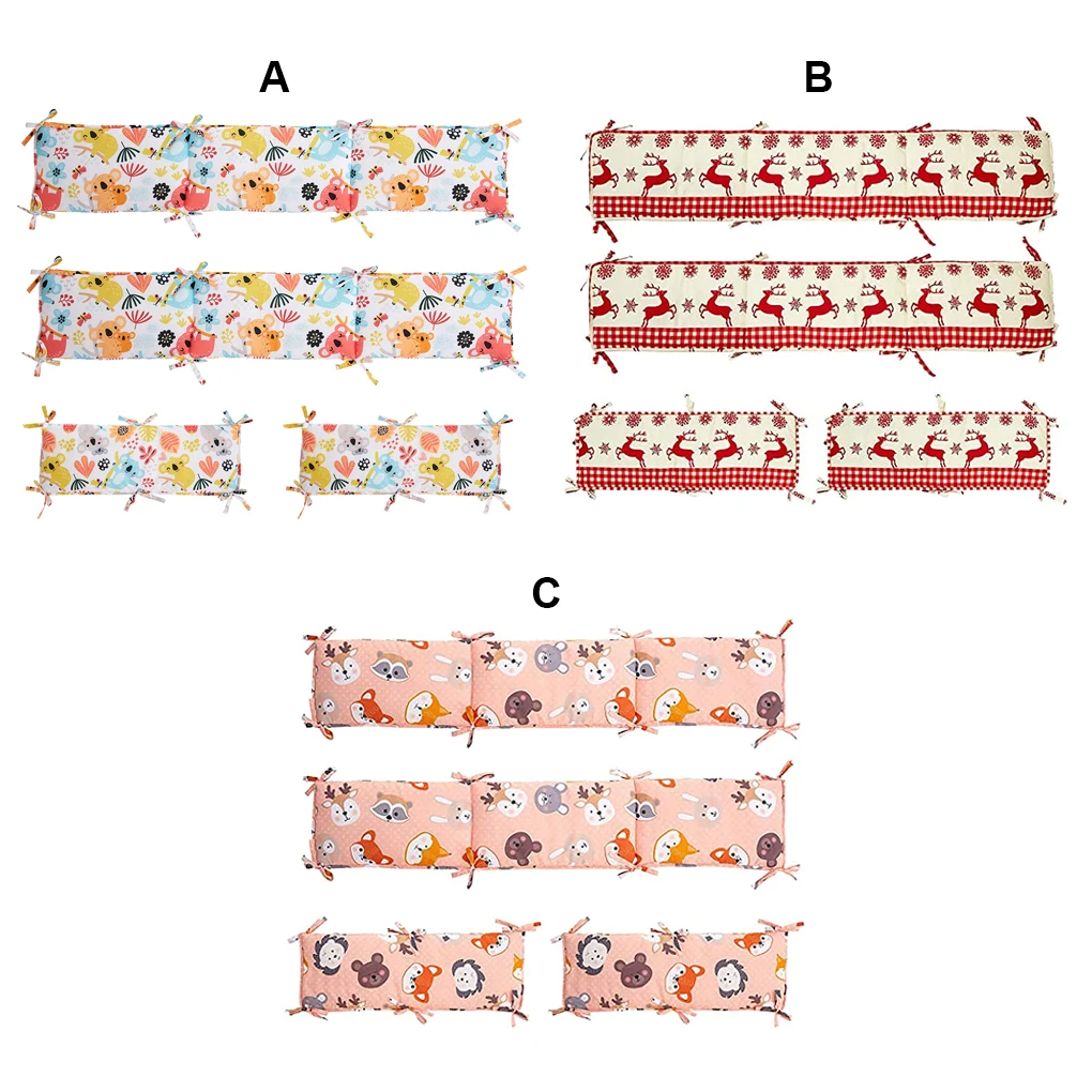 

Pack of 4 Baby Crib Bumper Toddler Bed Head Anti-collision Fence Protector Washable Thicken Bumpers Boys Girls