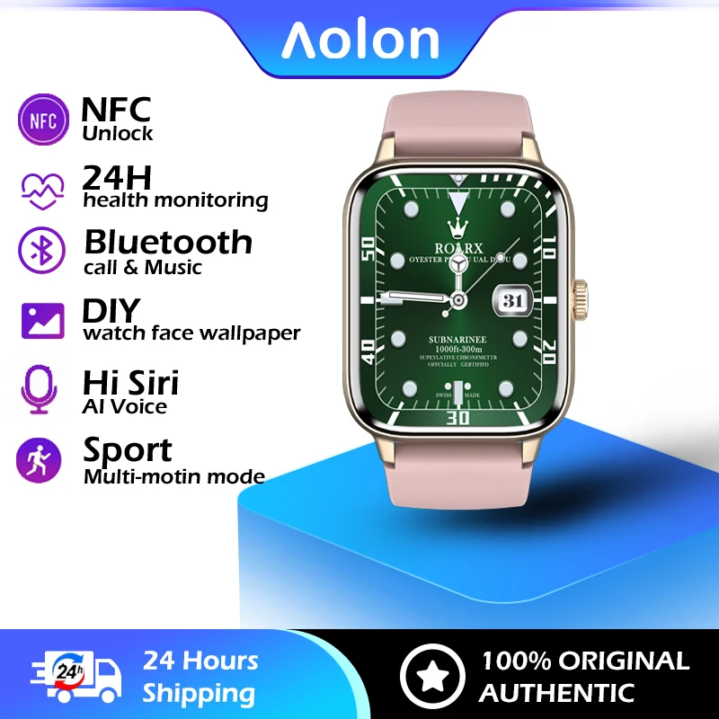 

Смарт-часы Aolon с поддержкой Bluetooth, 1,8 дюйма, светодиодный дисплей