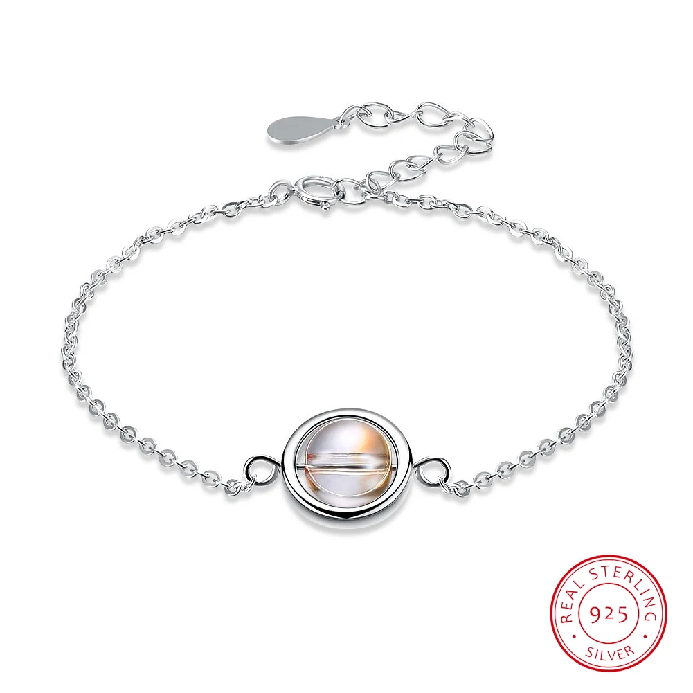 

925 Sterling Silver Revolving Round Bead Sterling Silver Bracelet for Women Birthday Valentine's Day Anniversary Fine Gift