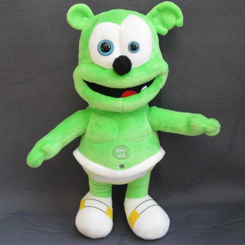 

30CM Gummy Bear Soft Toy With Blue Eyes Green Bear Can Sing Music Soft Stuffed Doll Children’s Birthday And Christmas Gift