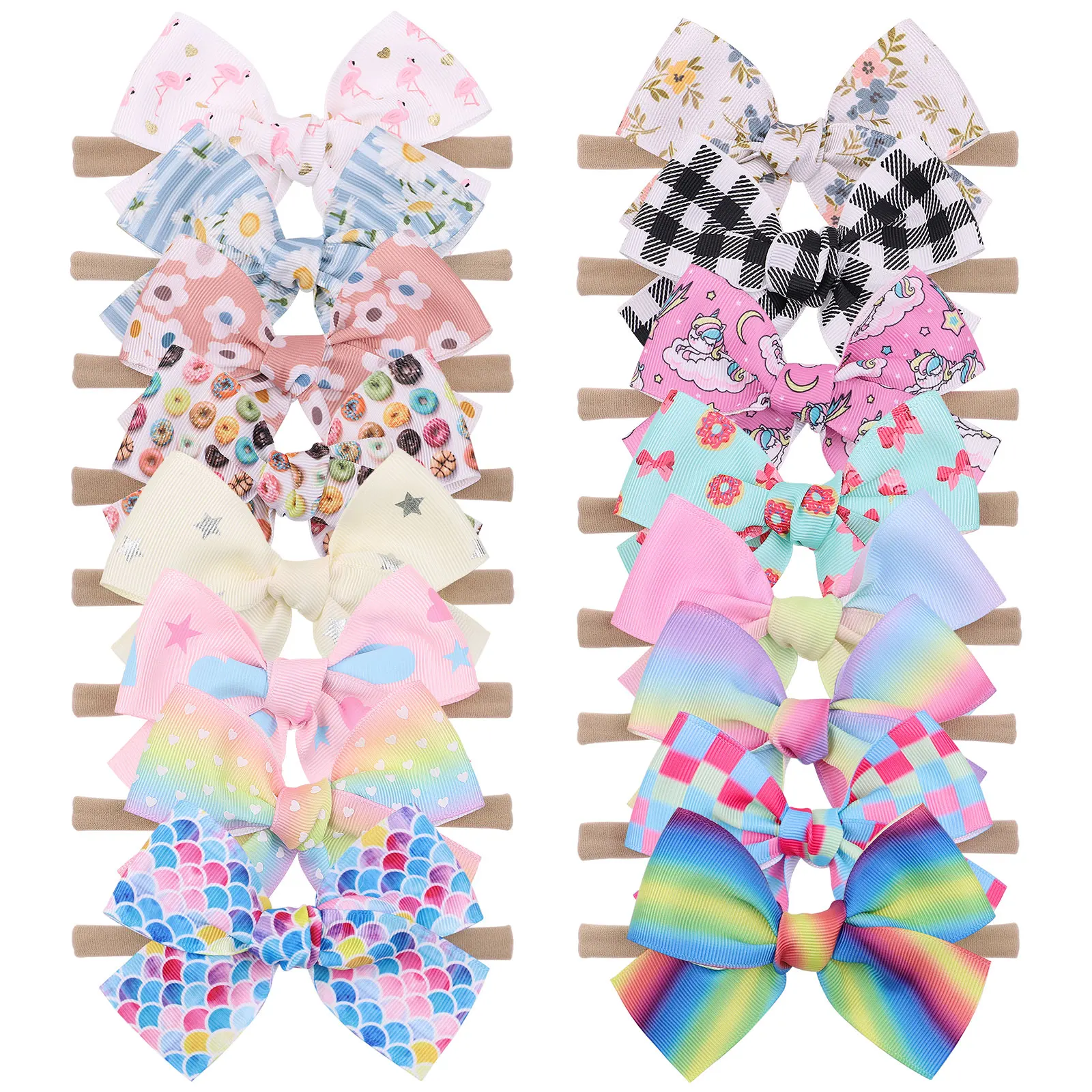 

1Piece Sweet Print Bows Headband for Kids Girls Nylon Elastic Hair Bands Hairbands Headwear Baby Hair Accessories Wholesale