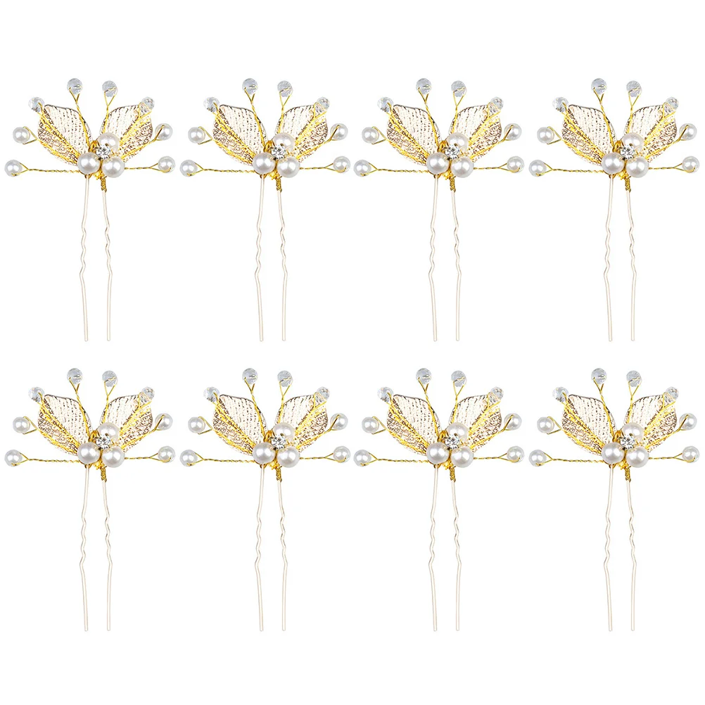 

8Pcs Wedding Hair Pin Bridal Hair Pin Leaf Hair Fork Clip U Shape Hair Pin