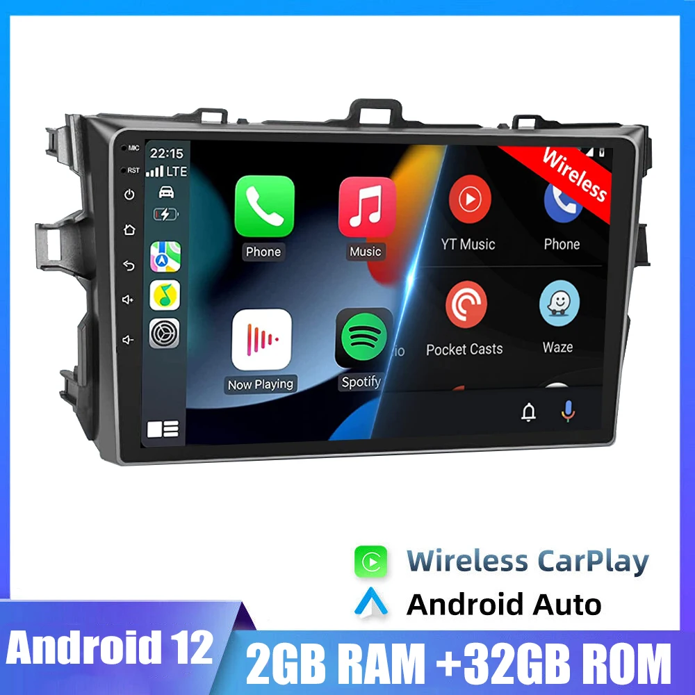 

Автомагнитола для Toyota Corolla E140 E150 2006 - 2013 2 Din Android 12 мультимедийный плеер GPS Carplay Стерео DVD головное устройство