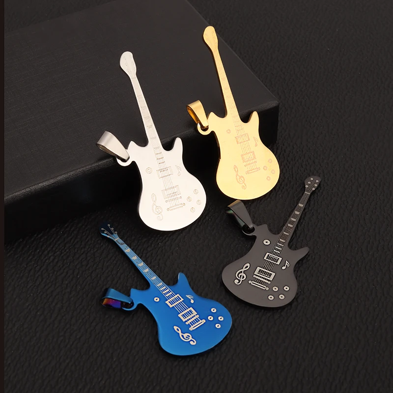 

Stainless Steel Rock Electric Guitar Bass Pendant Necklace for Men Women Trendy Music Lovers Gift Note Necklace