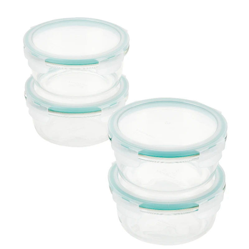 

LocknLock Purely Better Glass Round Food Storage Containers, 22 oz, Set of 4