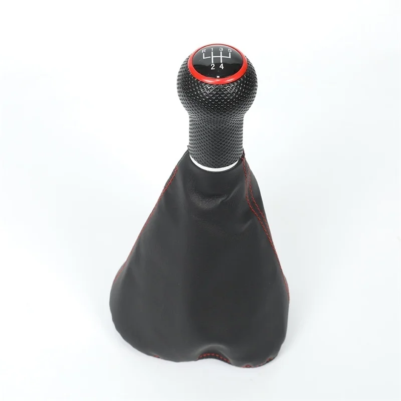 

5-speed car Gear Shift Knob with PU leather boots red line suitable for Polo Golf MK4 seat Ibiza 1996-2001