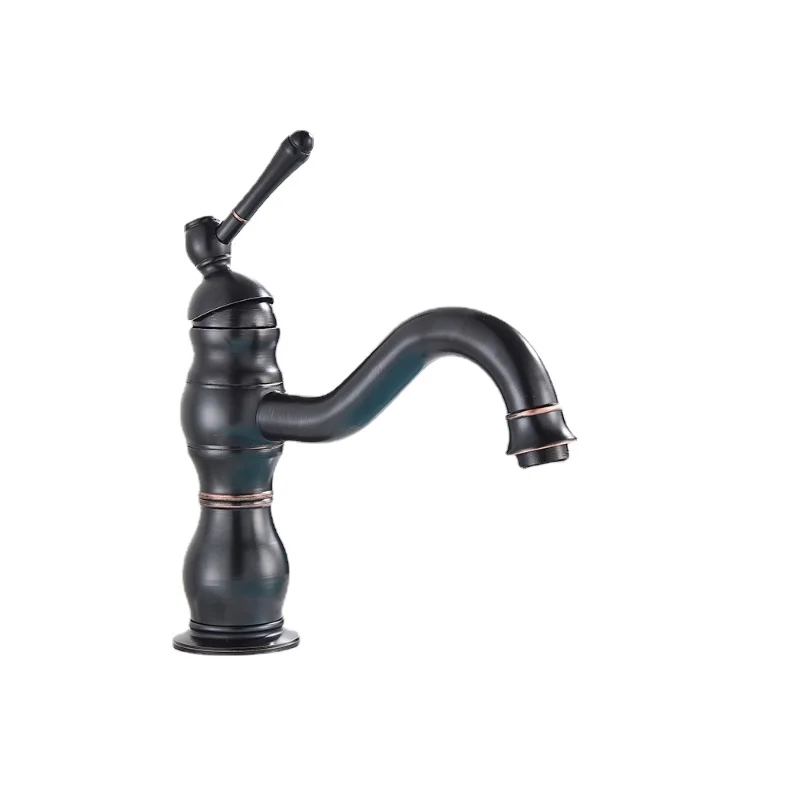 

Countertop Mounted Bathtub Basin Faucet Single Handle Swivel Spout Basin Mixing Faucet Black Bronze Bathroom Basin Faucet