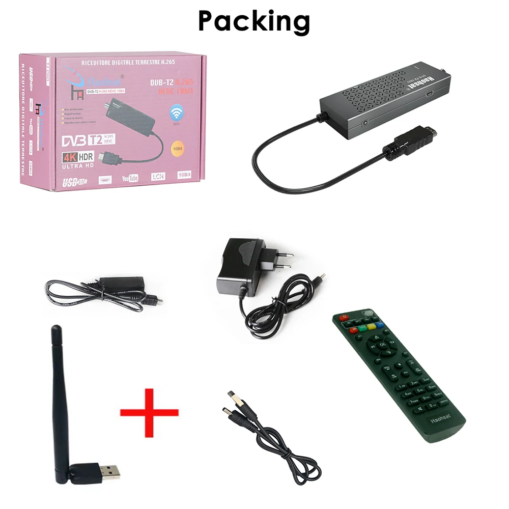 Haohsat Europe HEVC DVB-T2Pro TV Stick 4K цифровой наземный декодер DVB T2 HD тюнер H.265 WIFI ТВ-приставка C