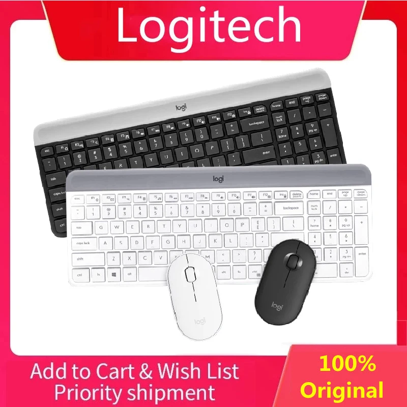 Logitech MK470 тонкая беспроводная клавиатура и мышь, комбинированные клавиатуры, Железная Ткань, 2,4 ГГц, USB-приемник, 100% оригинал