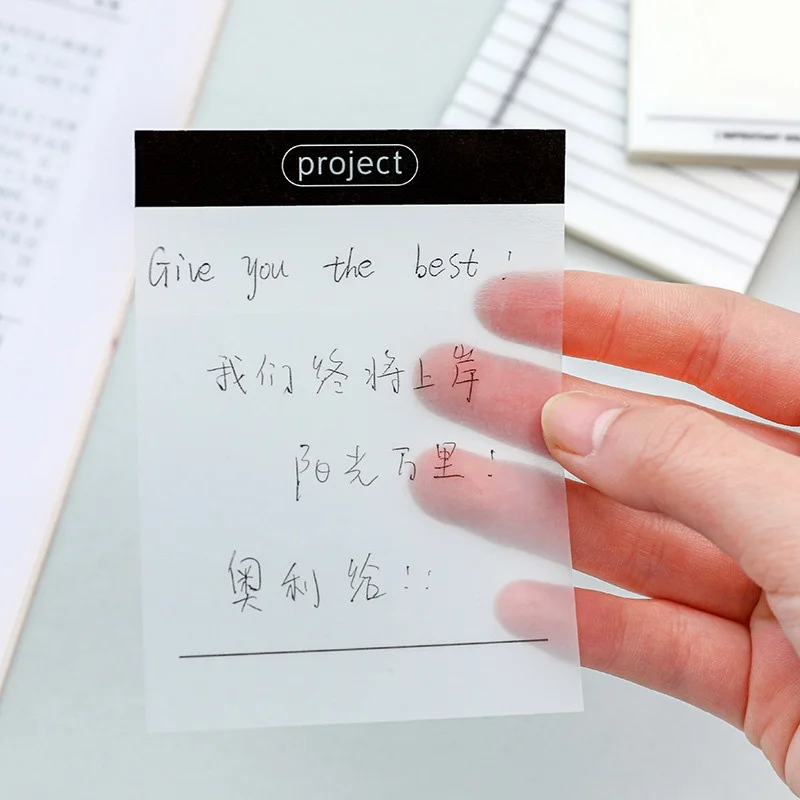 

50 Sheets Student Transparent Memo Pad Office Sticky Notes Simple Plan Message Note Pads Can Tear Off Stationery School Supplies