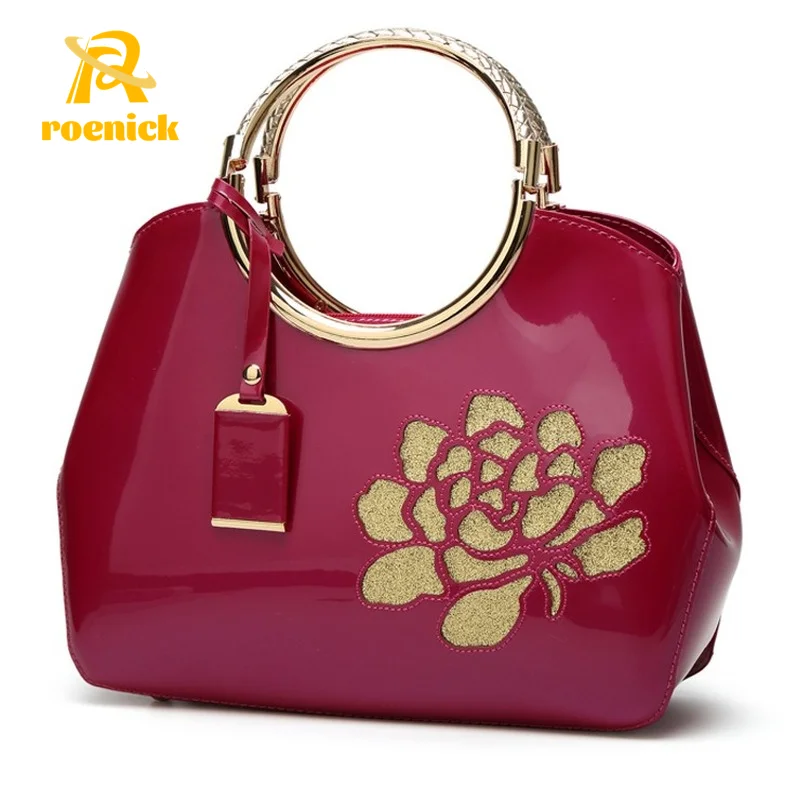 

ROENICK Women's 2022 New Patent Leather Evening Handbags Purses Female Large-capacity Glossy Shoulder Crossbody Shopper Totes